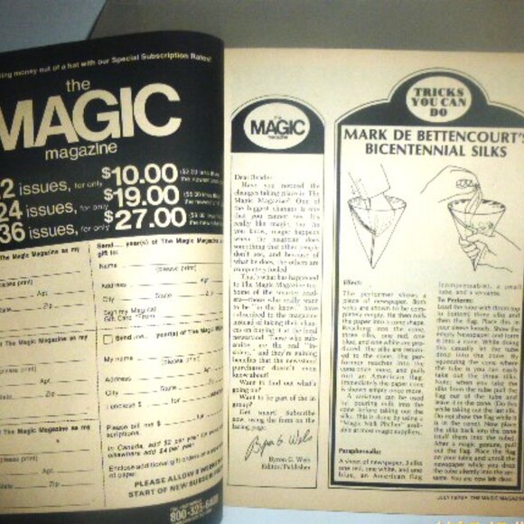 July 1976 Houdini's MAGIC MAGAZINE Magician Book Houdini Magic Tricks UFO Space - Picture 4 of 5